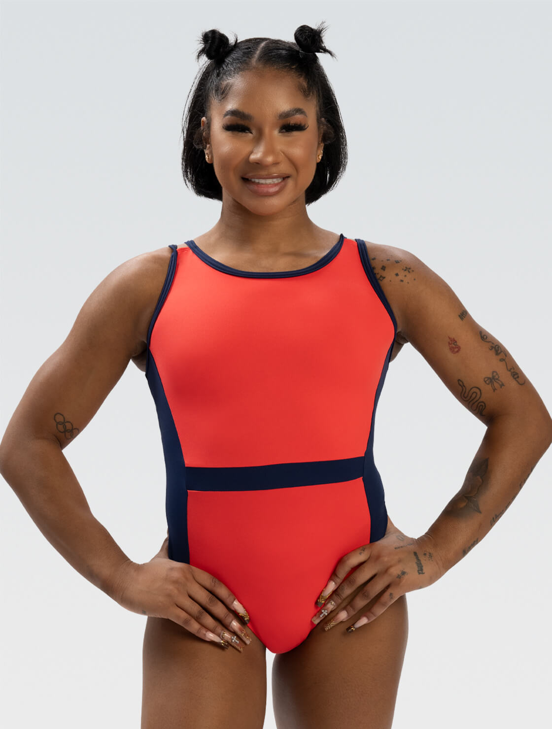 GK ELITE  Jordan Chiles Coral Power Tank Leotard - E5119