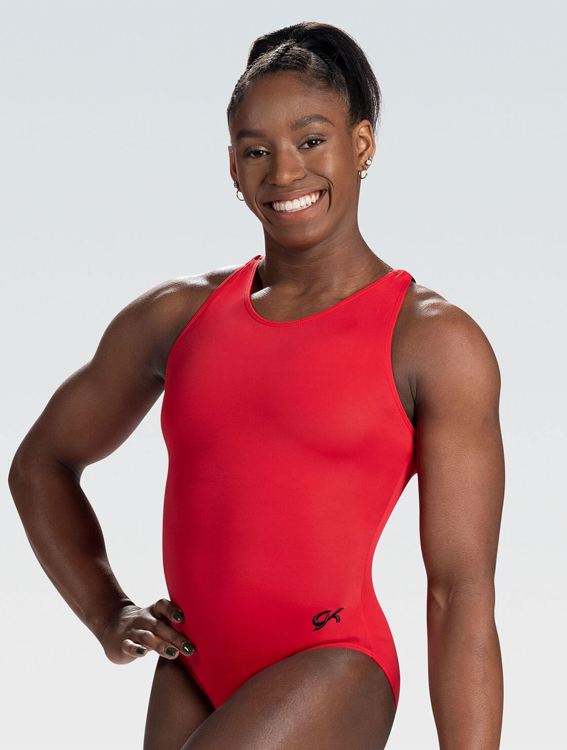 GK ELITE Strappy Back Branded Workout Leotard - 3886