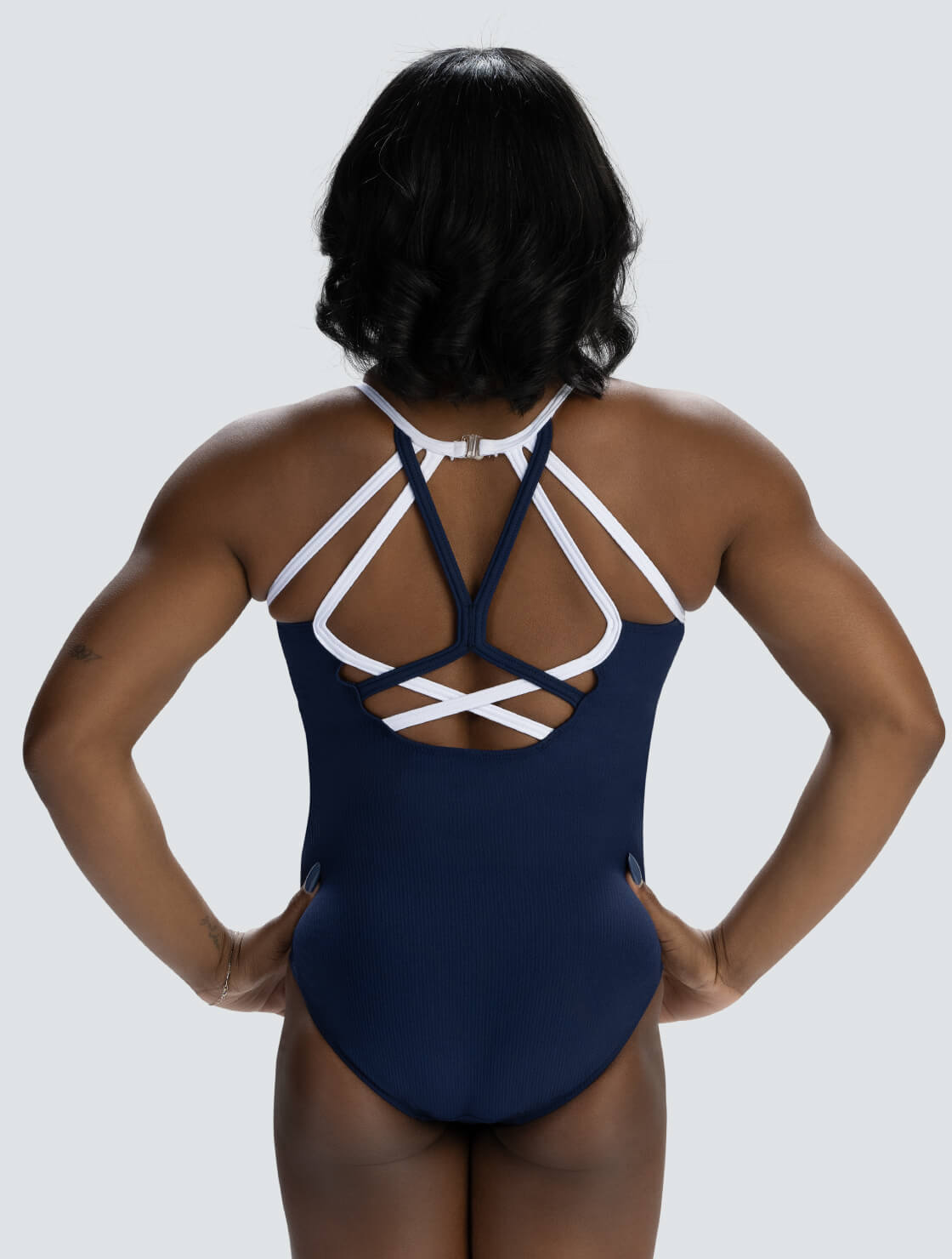 GK ELITE Simone Biles Pinstripe Rib Tank Leotard - E5339